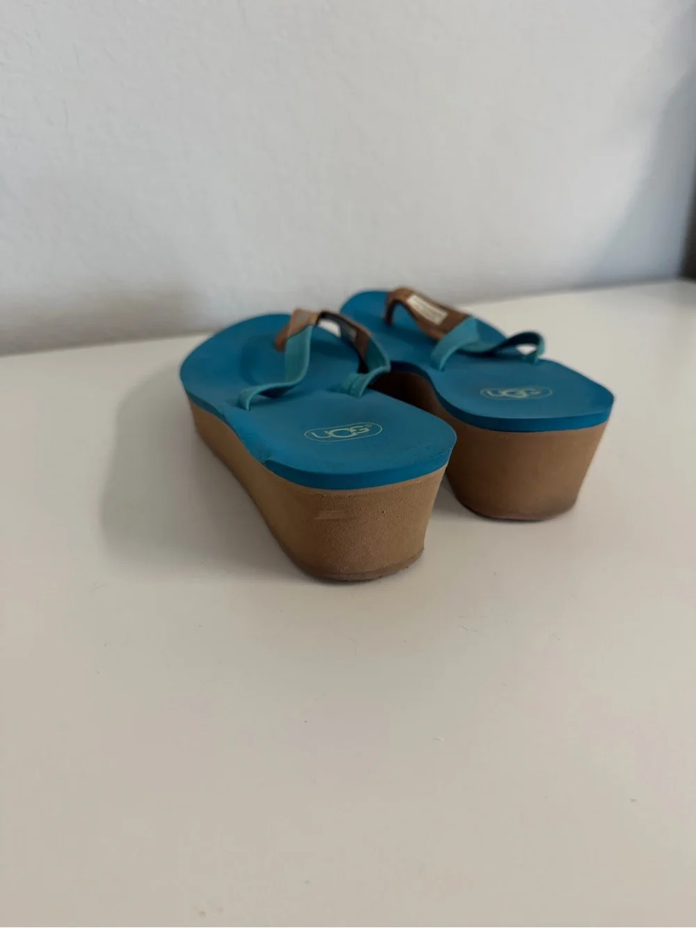 UGG | Women’s Teal and Tan Wedge Flip Flop Sandals
